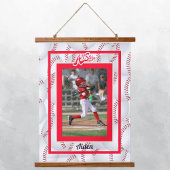 Foto rood en wit Baseball Hangend Wandkleed