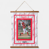 Foto rood en wit Baseball Hangend Wandkleed (Voorkant)