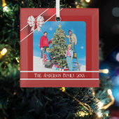 Foto rood en wit glas ornament