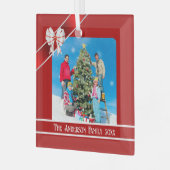 Foto rood en wit glas ornament (Voorkant links)