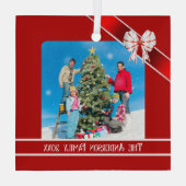 Foto rood en wit glas ornament (Achterkant)