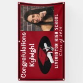 Foto rood en zwart Afstuderen Spandoek (Verticaal)