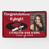 Foto rood en zwart Afstuderen Spandoek (Horizontaal)