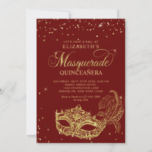 Foto Rood Goud Glitter Carnaval Quinceañera Kaart