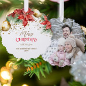 Foto rood goud poinsettia Kerst uniek Ornament Kaart