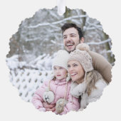 Foto rood goud poinsettia Kerst uniek Ornament Kaart (Achterkant)