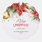 Foto rood goud poinsettia Kerst uniek Ornament Kaart (Voorkant)