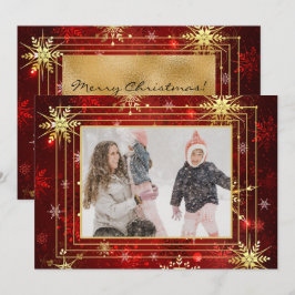 Foto Rood Goud Sneeuwvlok Kerstmis Kerst Vakantie Feestdagenkaart