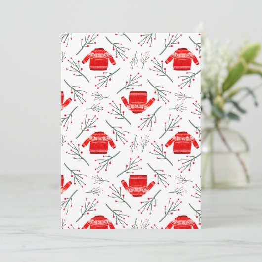 Foto Rood Lelijke trui Kerstmis Feestelijk Patroon Feestdagenkaart (Staand voorkant)