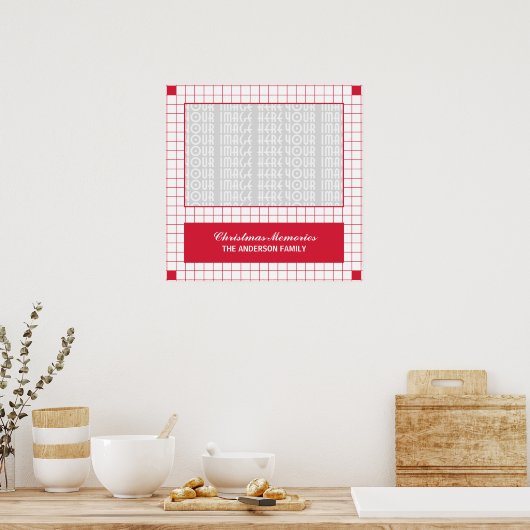 Foto rood raster poster (Keuken)