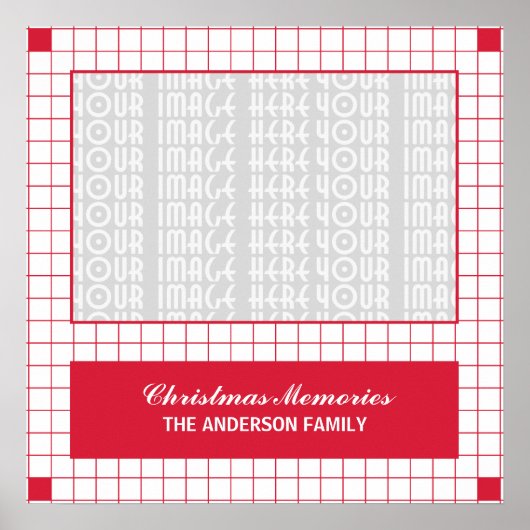 Foto rood raster poster (Voorkant)