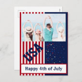 Foto Rood Wit Blauw Sterren VS Amerika 4 juli Feestdagenkaart (Voorkant / Achterkant)