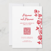 Foto Rood Wit Hand Getrokken Rozen QR Code Website Save The Date (Achterkant)