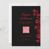 Foto Rood Zwart Hand Getrokken Rozen QR Code Websi Save The Date (Achterkant)
