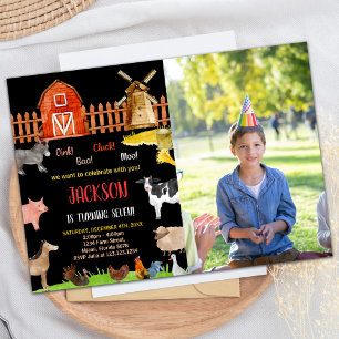 Foto Rood Zwart Rood Boerderij Dieren Verjaardag Kaart