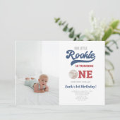 Foto Rookie Baseball Boys 1st Birthday Kaart (Staand voorkant)