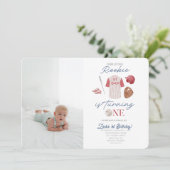 Foto Rookie Baseball Uniform Boys 1st Birthday Kaart (Staand voorkant)