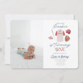 Foto Rookie Baseball Uniform Boys 1st Birthday Kaart (Voorkant)