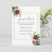 Foto Roos Bloemen Eucalyptus QR Code Huwelijk Kaart (Staand voorkant)