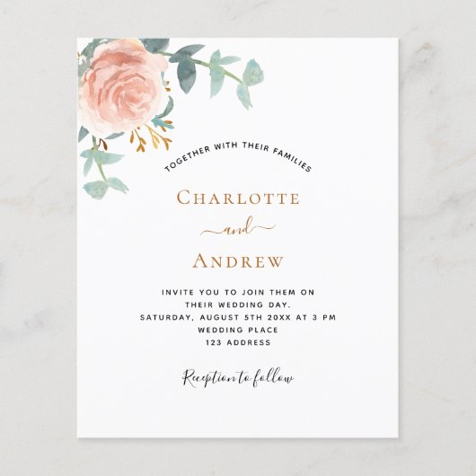 Foto roos bloemenfoto QR RSVP huwelijksuitnodiging (Voorkant)