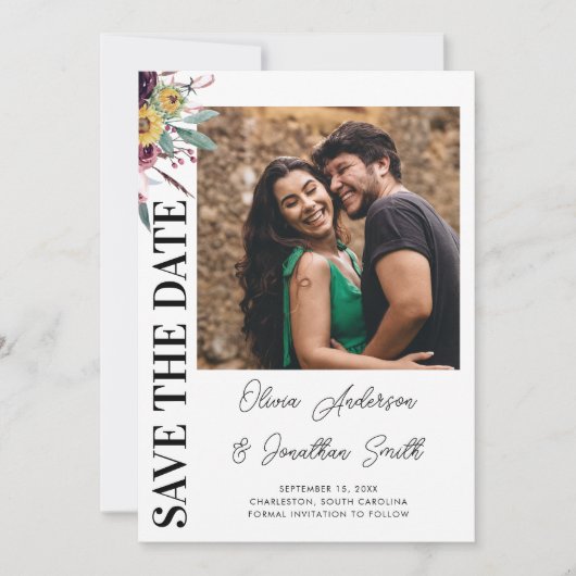 Foto: Roos Burgundy Rustic Fall Wedding Save The Date (Voorkant)