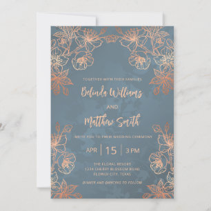 Foto Roos Gold Dusty Blue Wedding Kaart