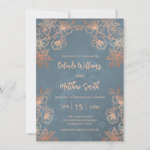 Foto Roos Gold Dusty Blue Wedding Kaart
