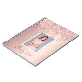 Foto roos gold glitter druppelt glazuur girly dagb notitieboek (Linkerzijde)