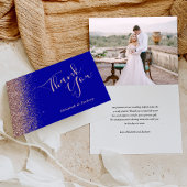 Foto Roos Gold Royal Blue Wedding Bedankt Kaart