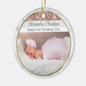 Foto Roos Goud Dubbelzijdig 2 Afbeelding Baby Eers Keramisch Ornament (Links)