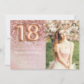 Foto Roos Goud Kinder Meisje 18e Verjaardagsfeestj Kaart (Voorkant)