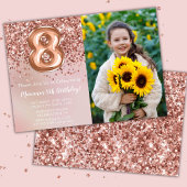 Foto Roos Goud Kinder Meisje 8e Verjaardagsfeestje Kaart