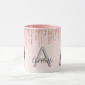 Foto roos goud monogram blush roze mok (Midden)