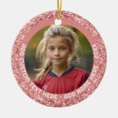 Foto - Roos Goud Roze Glitter Rand voor Meisjes Keramisch Ornament (Voorkant)