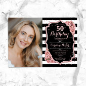 Foto Roos Goud Zwart 50e Verjaardag Kaart