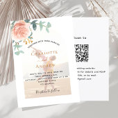 Foto roos gouden bloemenfoto boog QR RSVP bruiloft Kaart