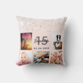 Foto roos gouden glitter blush roze Quinceanera Kussen