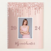 Foto roos gouden glitter druppels blush 2025 planner (Voorkant)