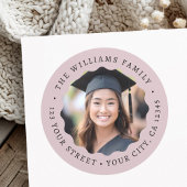 Foto roos taupe afstuderen retouradres ronde sticker