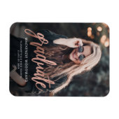 Foto Rosé Goud Schrift Afstudeeruitnodiging Magneet (Horizontaal)