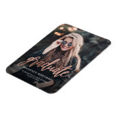 Foto Rosé Goud Schrift Afstudeeruitnodiging Magneet (Linkerzijde)