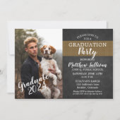 Foto Rougged Charcoal | Burlap Graduation Party Kaart (Voorkant)
