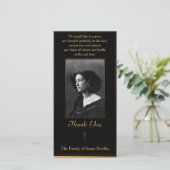 Foto rouwkaarten met gouden rand en kruis bedankkaart (Staand voorkant)