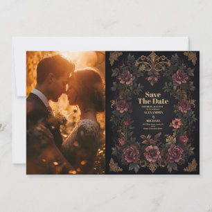 Foto Royal Victoriaans Floral Gothic bruiloft Save The Date