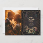 Foto Royal Victoriaans Gothic Floral Wedding Save The Date (Voorkant)