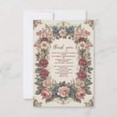 Foto Royal Victoriaans Whimsical Floral Bridal Sho Bedankkaart (Voorkant)