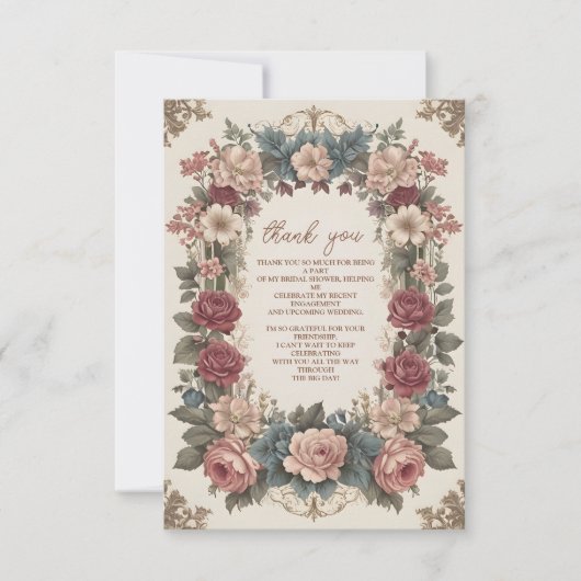 Foto Royal Victoriaans Whimsical Floral Bridal Sho Bedankkaart (Voorkant)