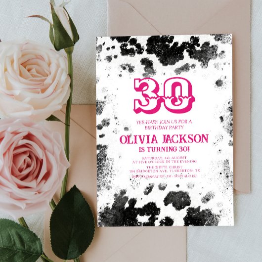 Foto Roze 30e verjaardag van Roze Roze Koe Kaart