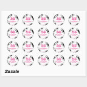 Foto Roze 30e verjaardag van Roze Roze Koe Ronde Sticker (Vel)