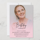 Foto Roze 66ste verjaardag uitnodigingen Diner (Voorkant)